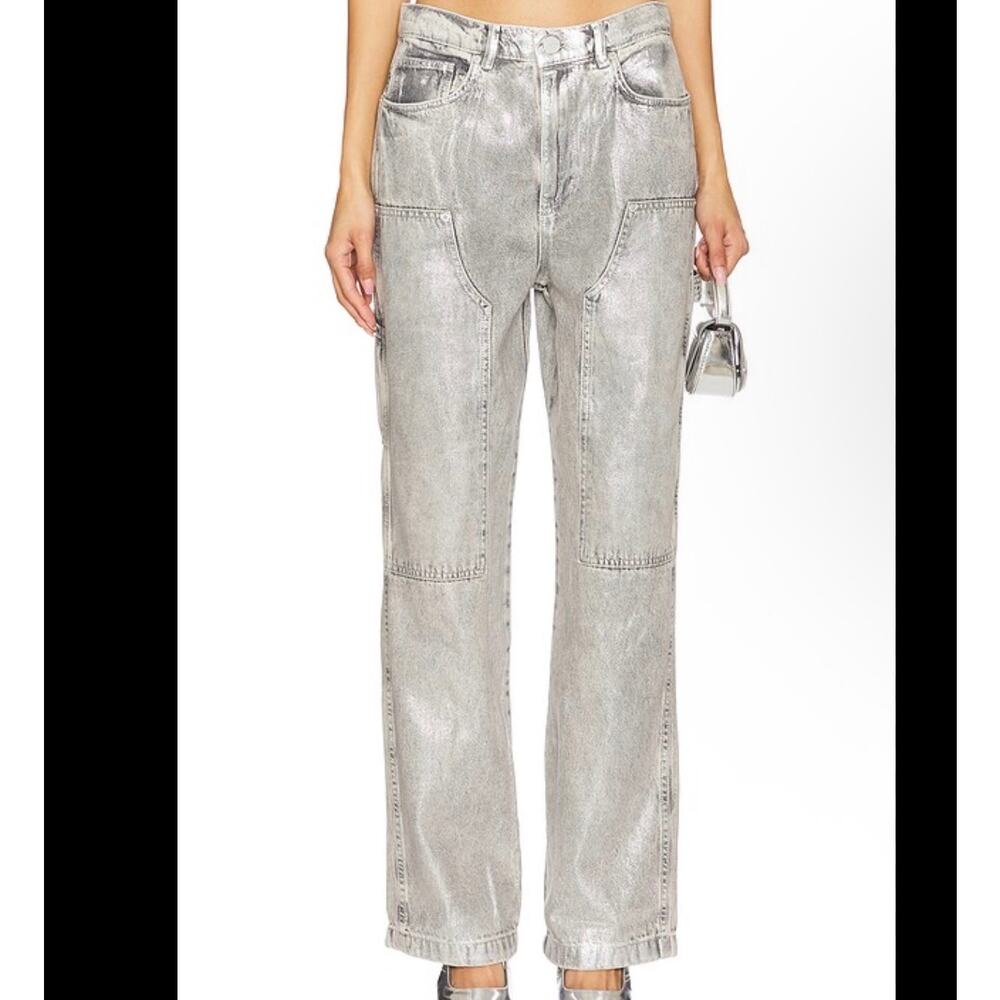 All saints Mia carpenter silver coated jeans sz 28 - Picture 2 of 8